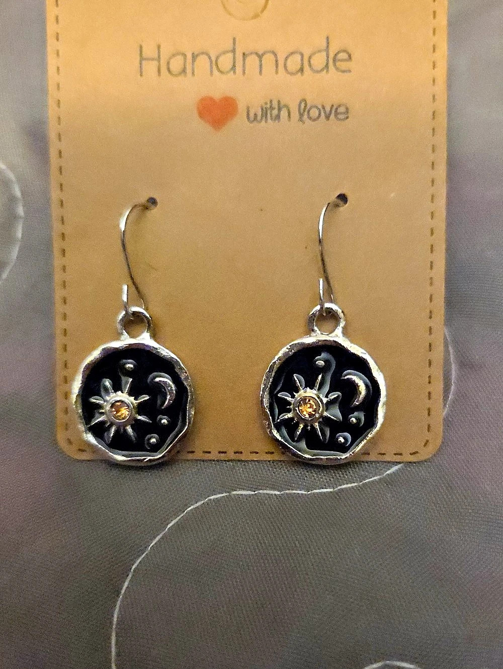 Celestial Drop Earrings in Black & Silver